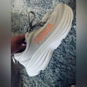 Women’s Hoka Bondi 8 running shoes, grey, as 8.5 like new